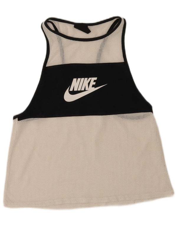 Женский жилет с графическим принтом Nike UK 14, средний белый, спортивный цвет с цветными блоками