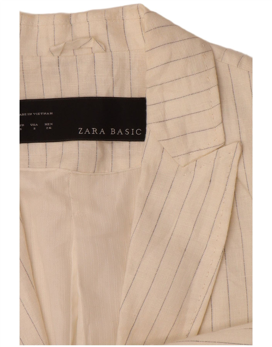 Женский пиджак ZARA на 1 пуговице UK 10, маленький льняной пиджак в белую полоску