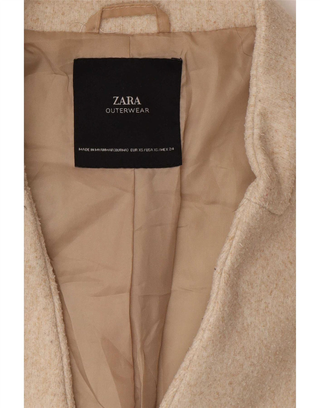 Zara Женское открытое пальто оверсайз UK 6 XS Бежевый