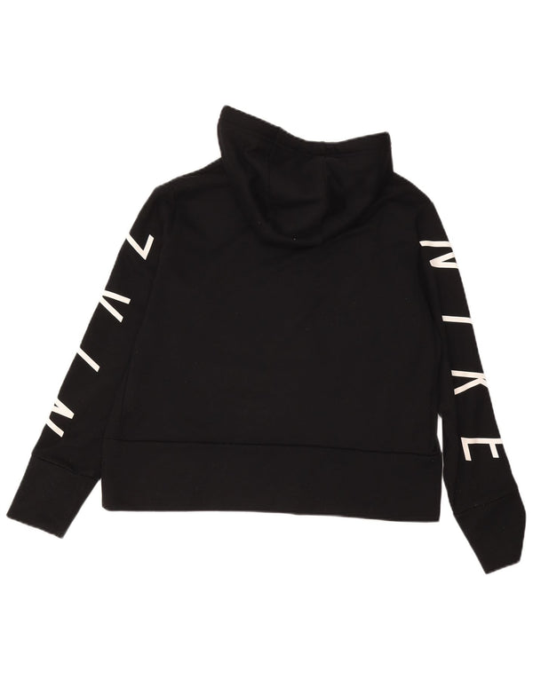 Женский укороченный худи с рисунком NIKE UK 14, средний черный полиэстер