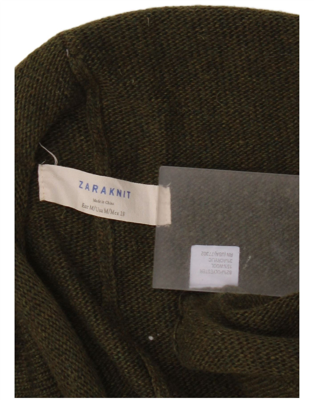 Женский свитер-пончо-кардиган Zara UK 14, средний цвет хаки, полиэстер
