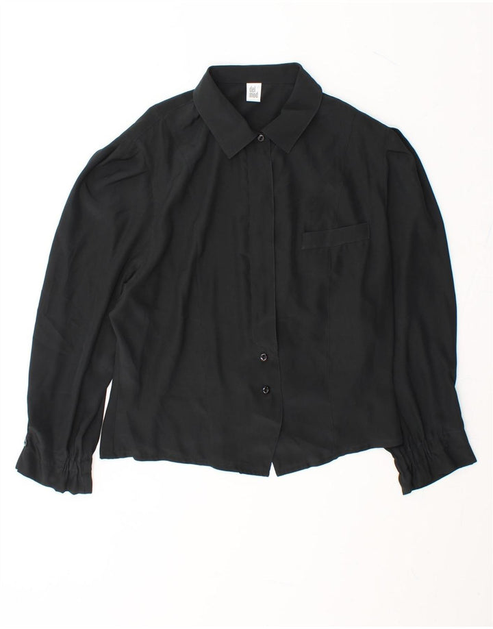 DEL MOD Womens 3/4 Sleeve Shirt Blouse EU 44 XL Black Polyester Vintage Del Mod and Second-Hand Del Mod from Messina Hembry 