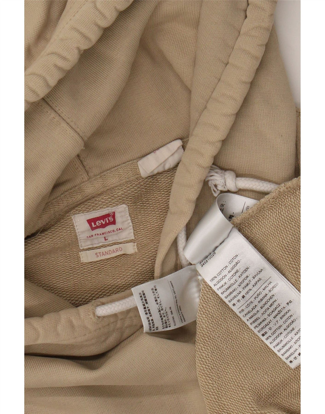 Мужской джемпер с капюшоном Levi's Standard, большой размер, бежевый, хлопок