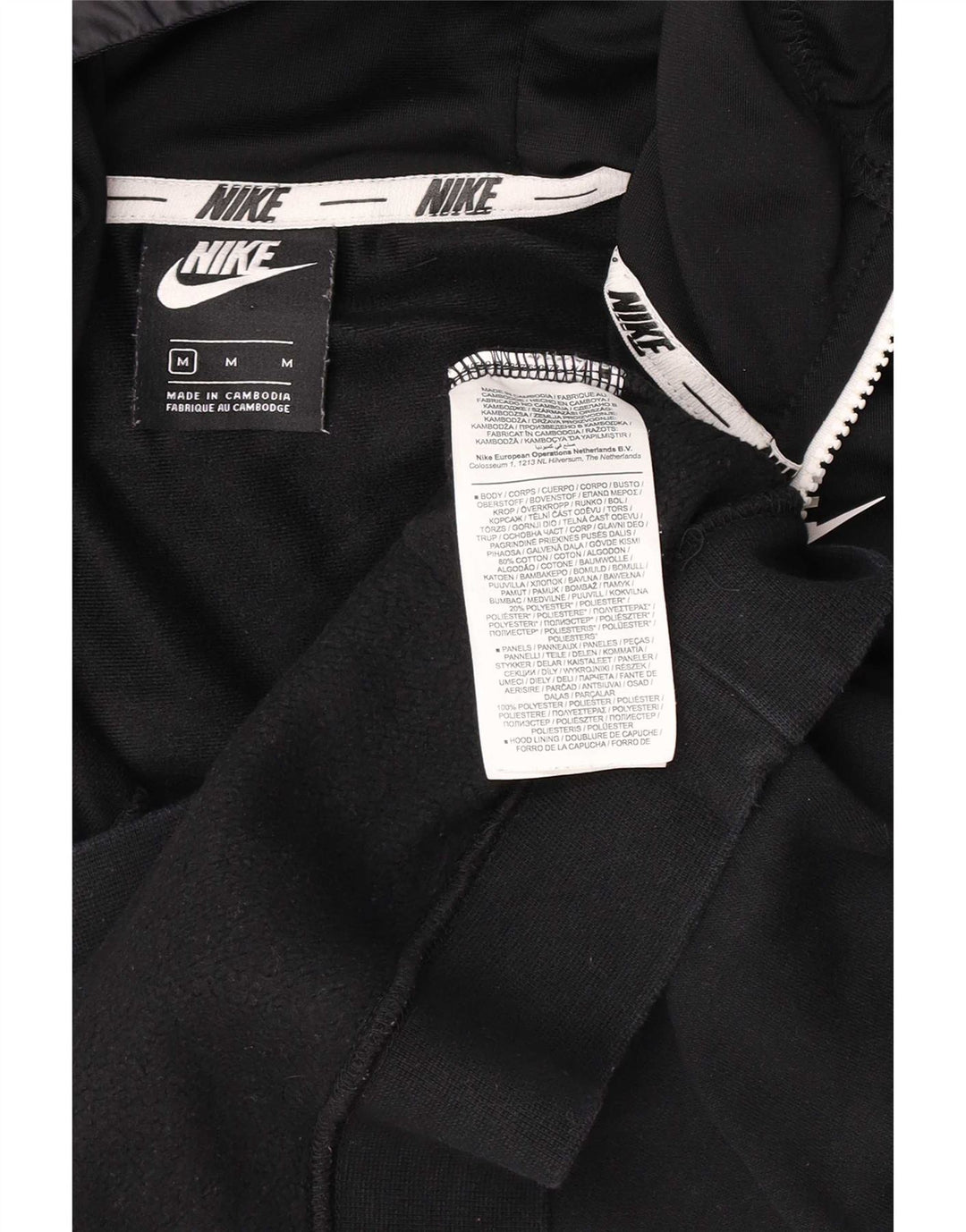 Мужской джемпер с капюшоном на молнии Nike средний черный хлопковый