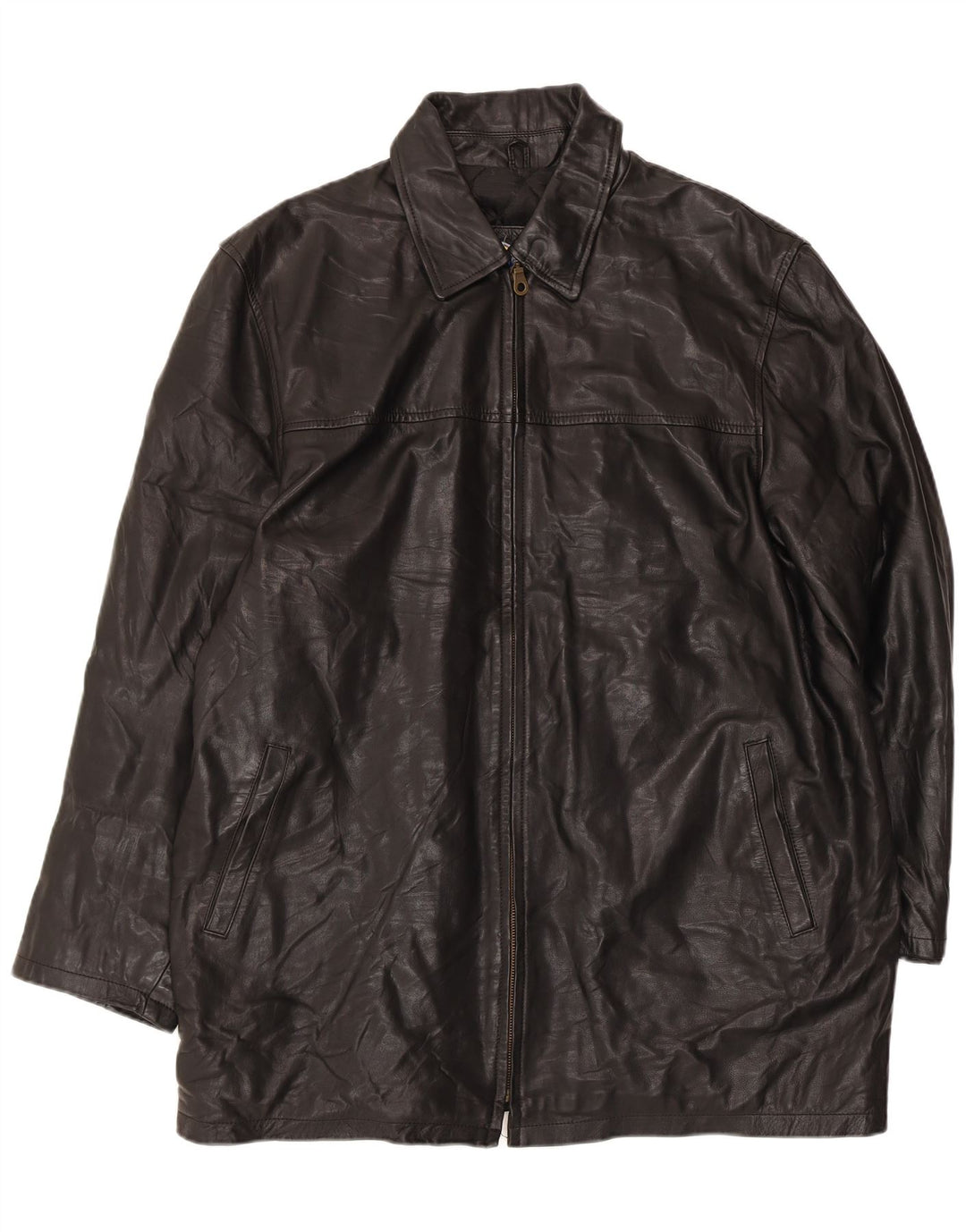 Мужское кожаное пальто VINTAGE UK 44 2XL, черное