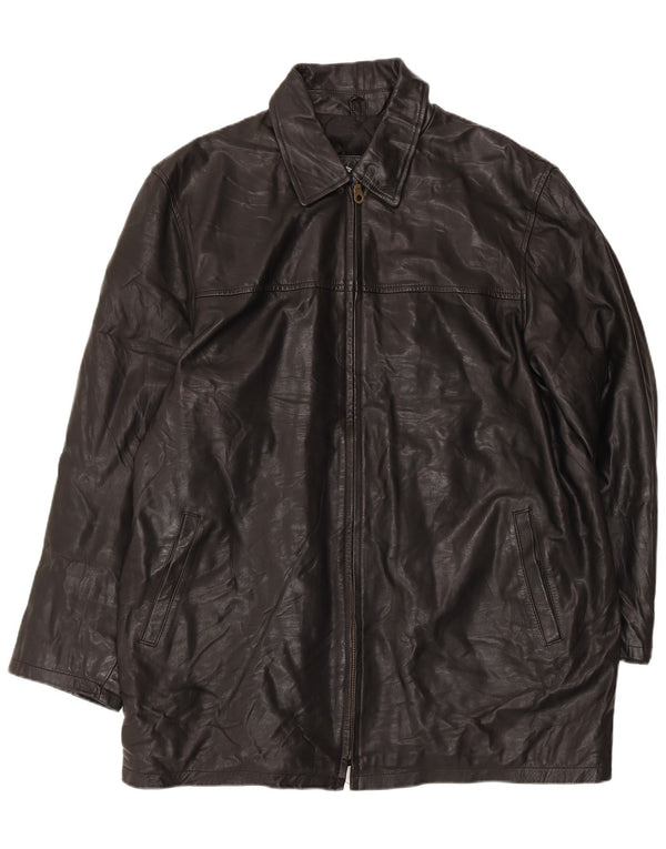 Мужское кожаное пальто VINTAGE UK 44 2XL, черное