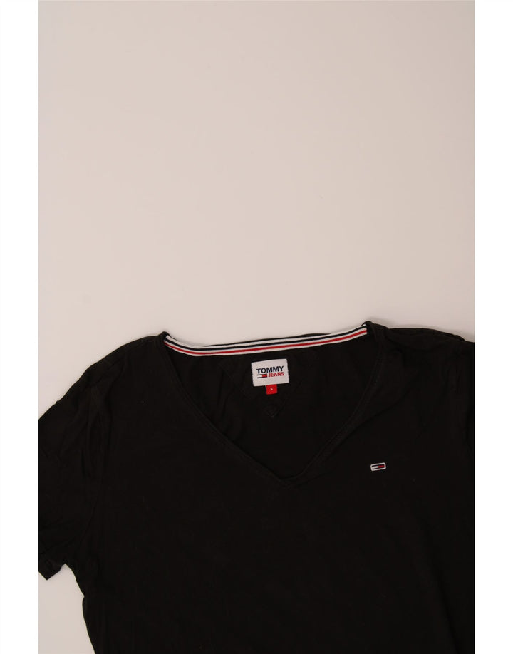 TOMMY HILFIGER Womens T-Shirt Top UK 10 Small Black Vintage Tommy Hilfiger and Second-Hand Tommy Hilfiger from Messina Hembry 