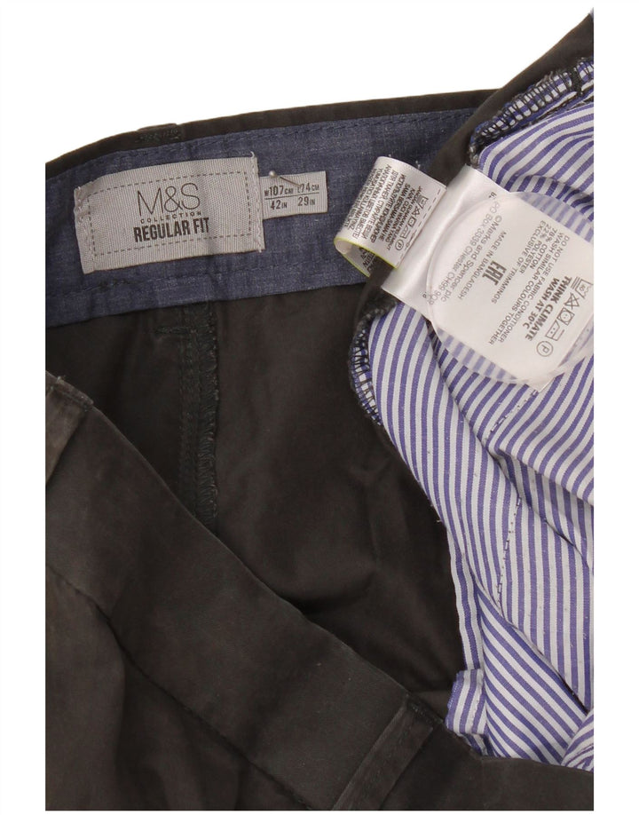 Мужские брюки чиносы Marks & Spencer стандартного кроя W42 L29 серые, хлопковые