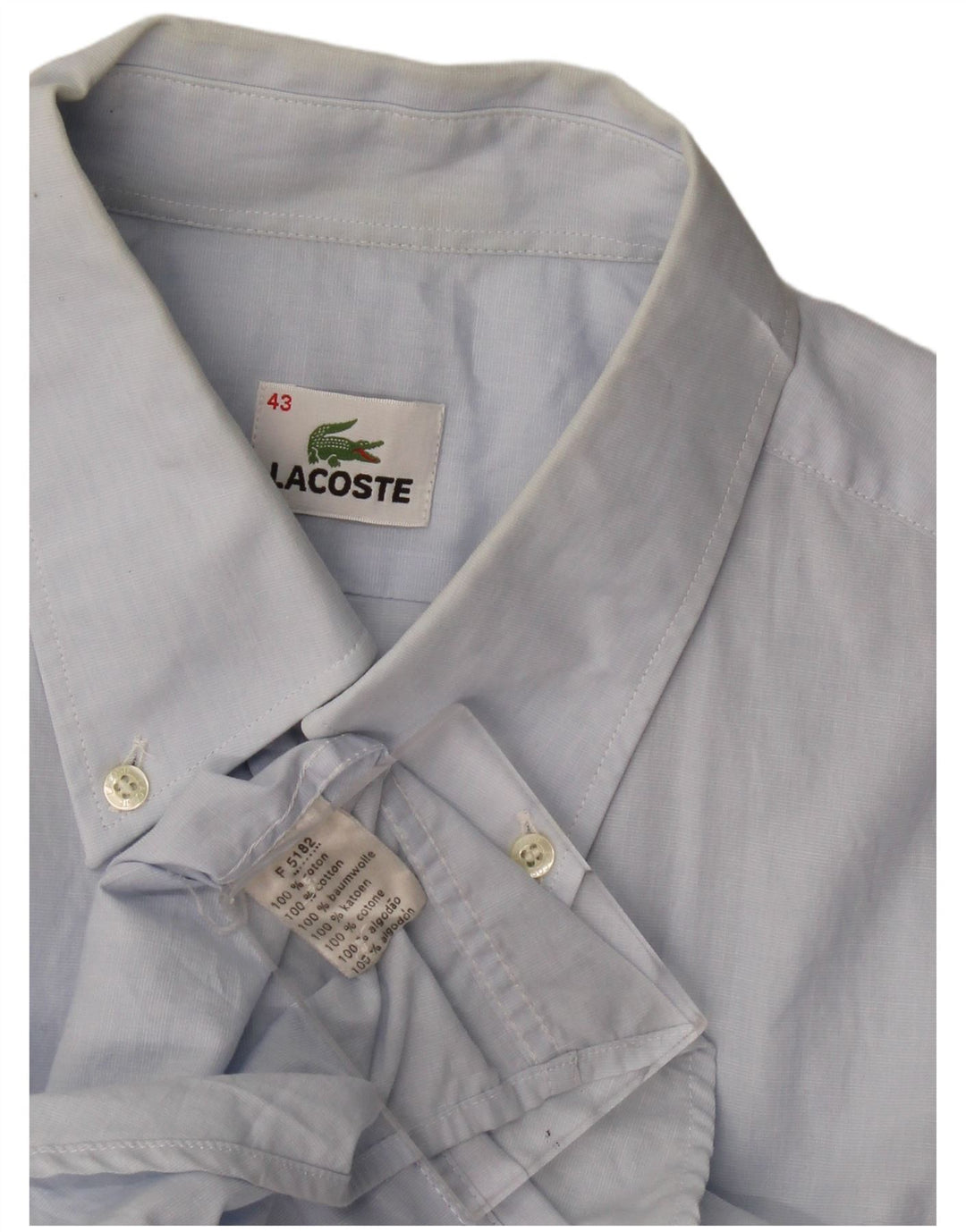 Мужская рубашка с коротким рукавом Lacoste, размер 43, большая синяя, хлопок