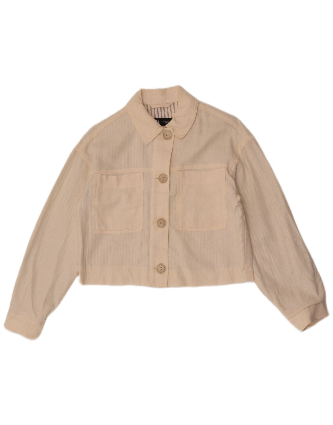 Женский укороченный бомбер Zara UK 6 XS Off White
