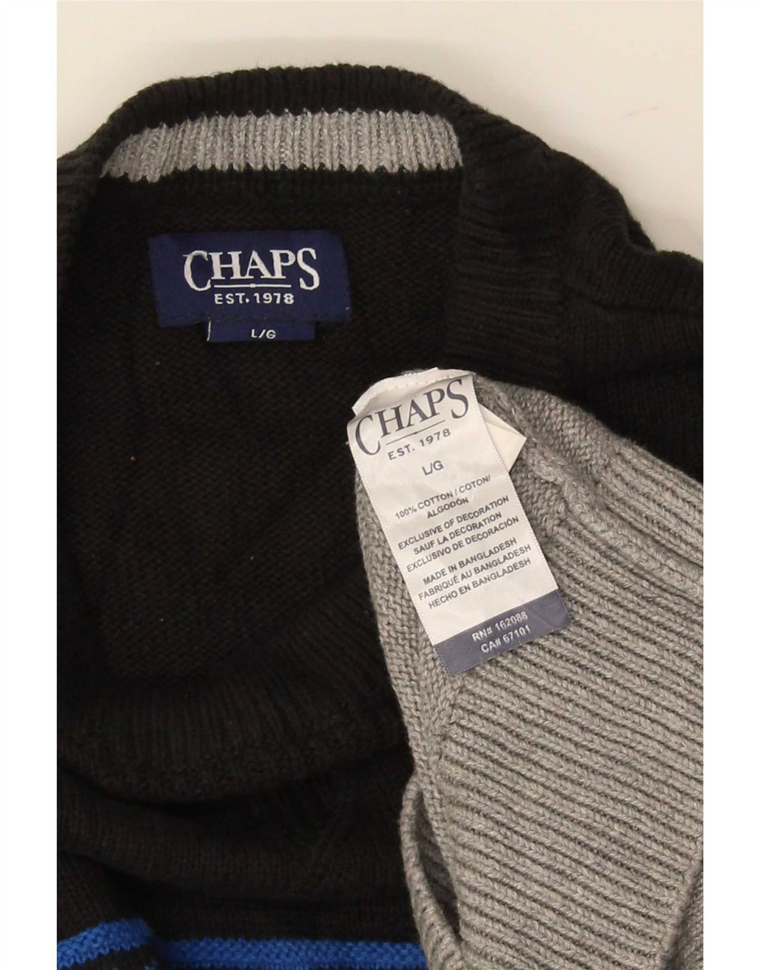 Мужской джемпер с круглым вырезом Chaps, большой серый хлопок с жаккардовым узором