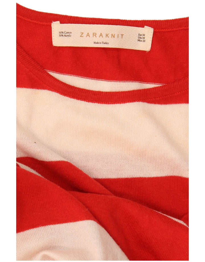 Женский укороченный джемпер оверсайз с круглым вырезом Zara UK 14, средний красный цвет