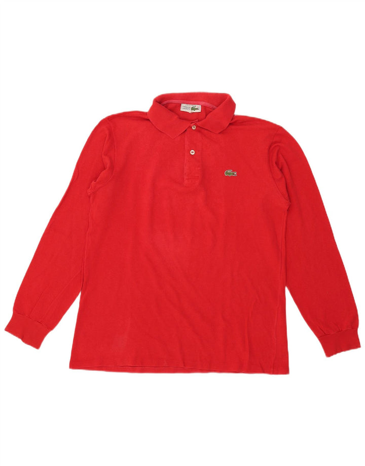 Мужская рубашка-поло Lacoste с длинным рукавом, размер 4, средний красный хлопок, хлопок