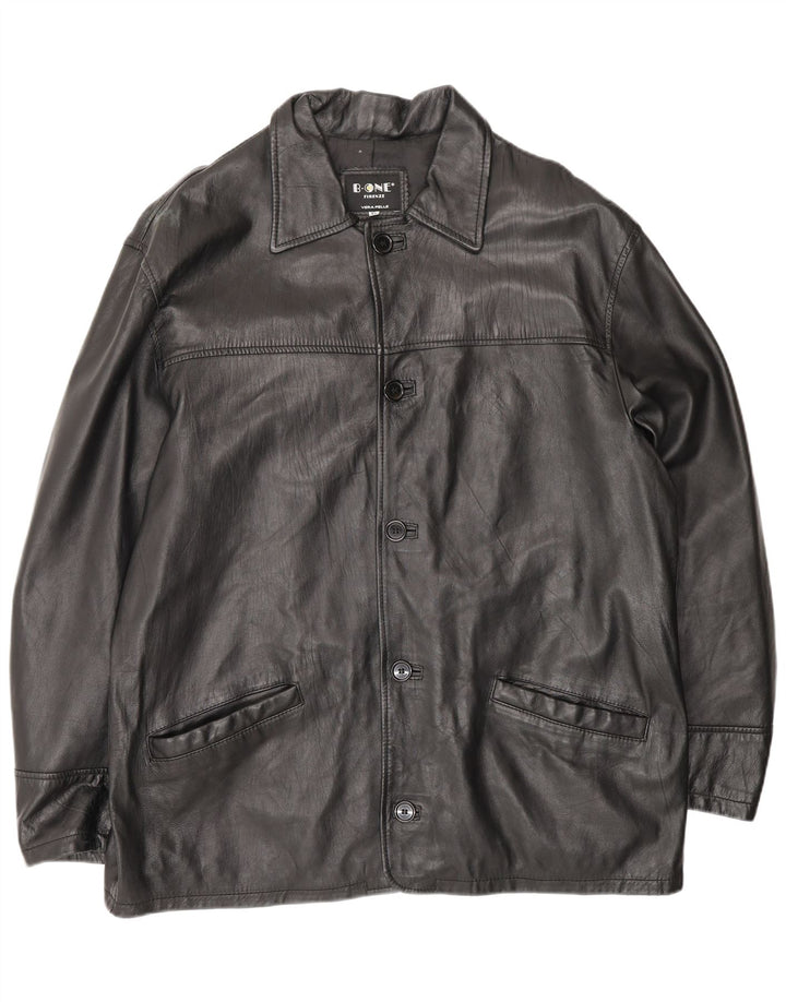 Мужская кожаная куртка B.ONE UK 42 XL, черная кожа