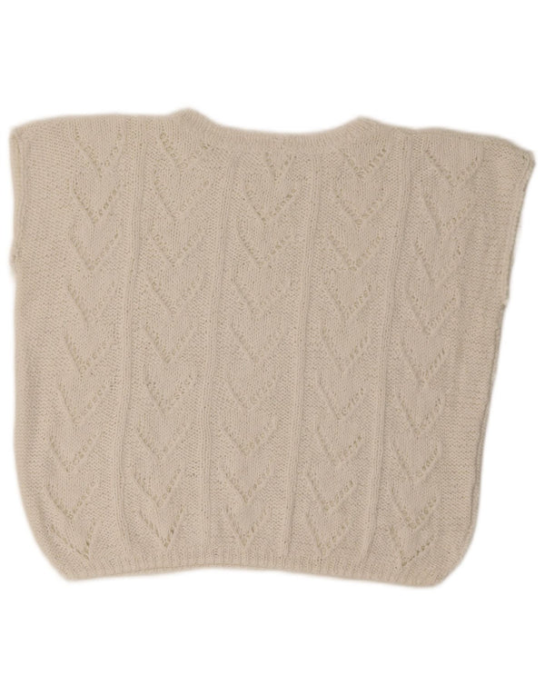 Винтажный женский укороченный жилет-майка UK 14, большой белый цвет