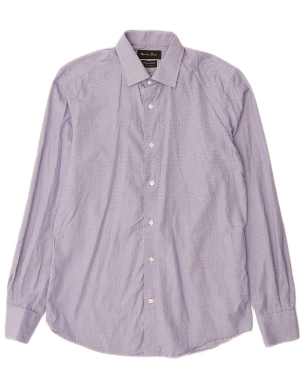 Мужская рубашка Massimo Dutti, размер 38, средний синий с узором 