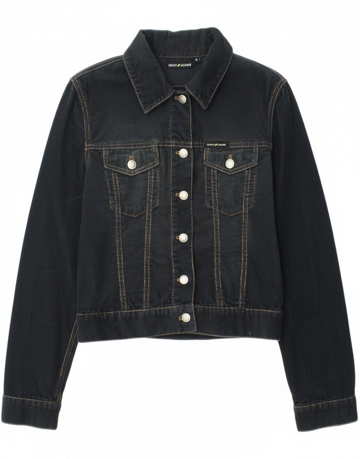 DKNY Womens Crop Corduroy Jacket UK 12 Medium Black Cotton