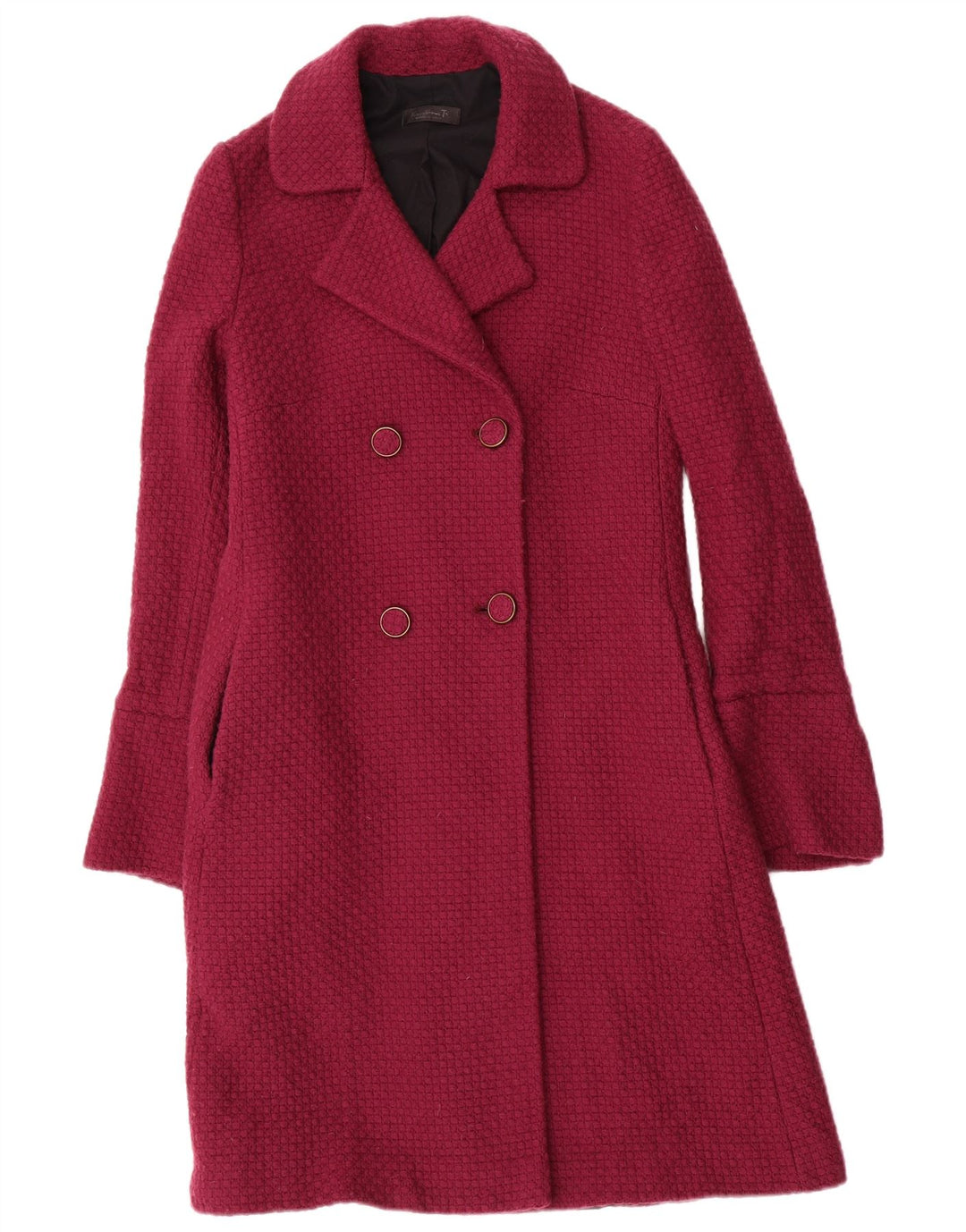 Винтажное женское двубортное пальто IT 44 Medium Burgundy Wool