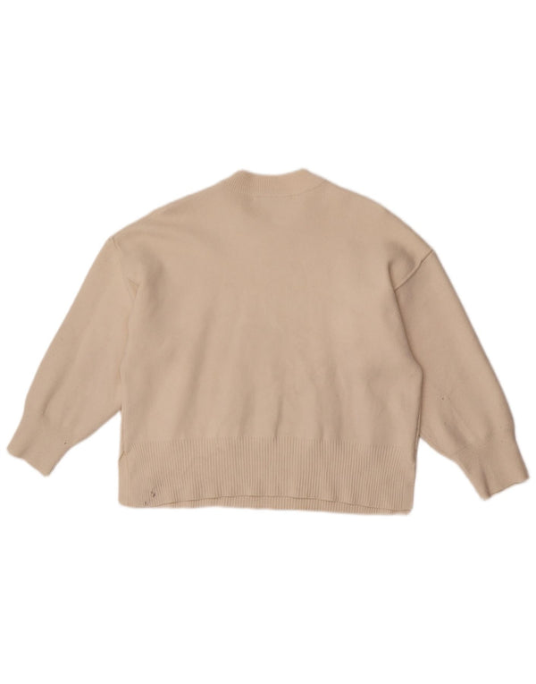 Женский свободный джемпер с круглым вырезом Zara UK 10, маленький размер, бежевый вискоза