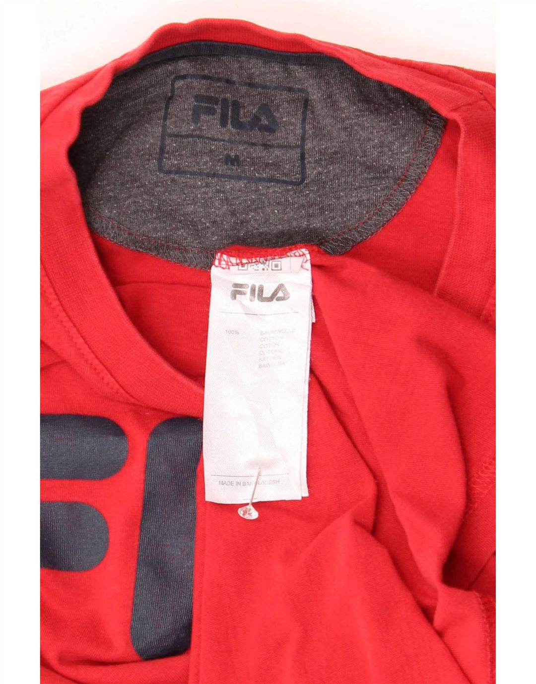 Мужская футболка с рисунком Fila, хлопковый топ среднего красного цвета