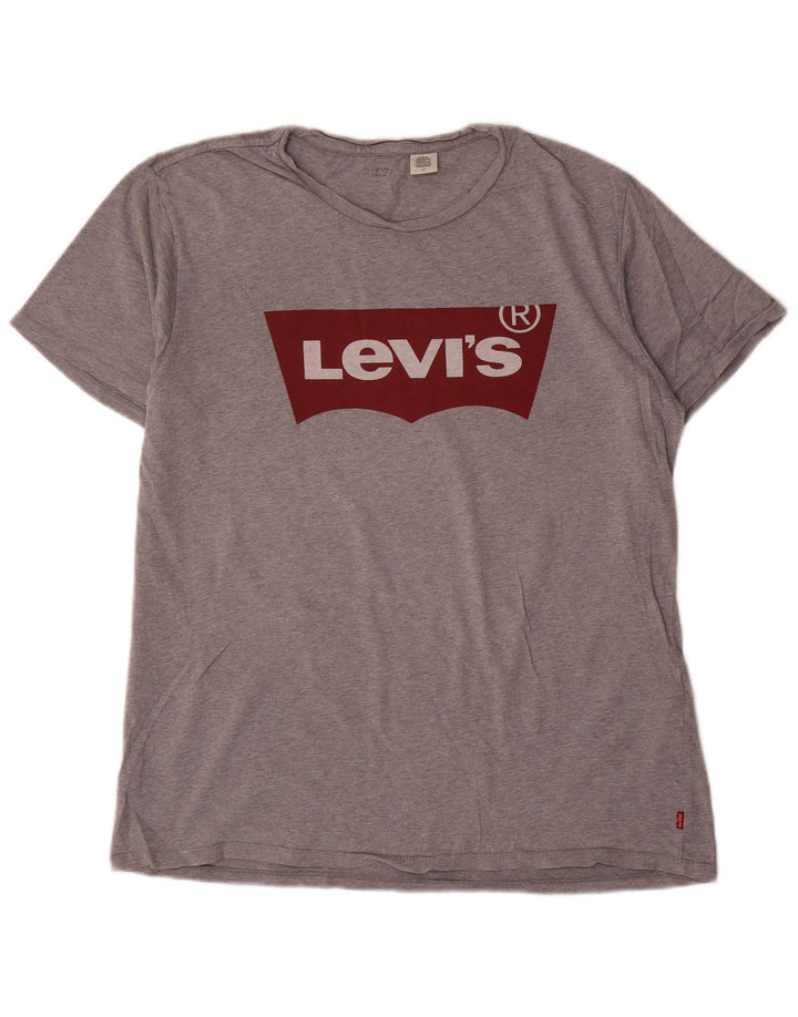 Мужская футболка с рисунком Levi's, большой серый хлопок