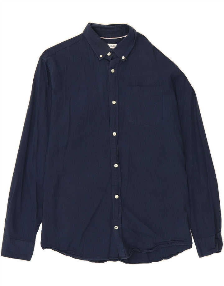 JACK & JONES Mens Slim Shirt Large Navy Blue Cotton Vintage Jack & Jones and Second-Hand Jack & Jones from Messina Hembry 
