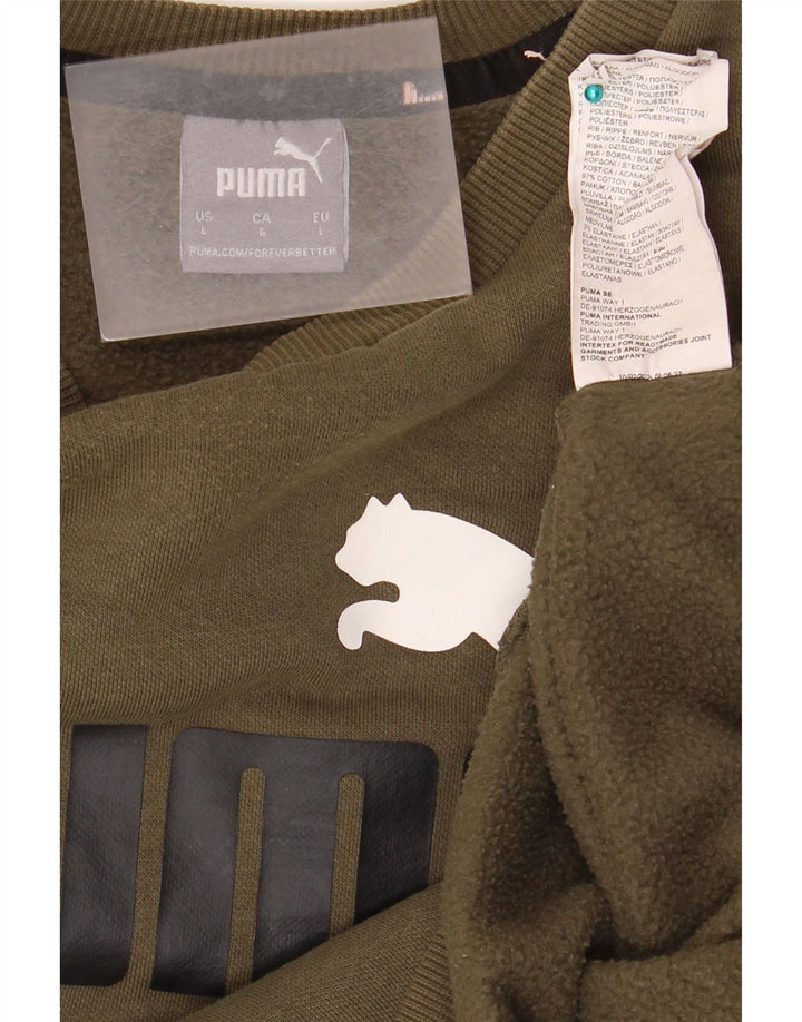 Мужской свитшот с рисунком PUMA, большой хлопковый джемпер цвета хаки
