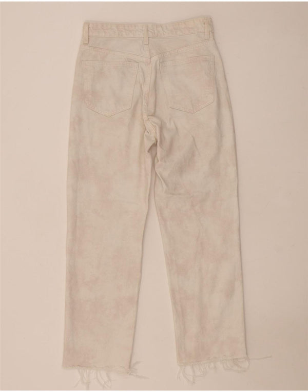 Женские зауженные джинсы Zara EU 38, маленькие W28 L26, хлопок белого цвета тай-дай