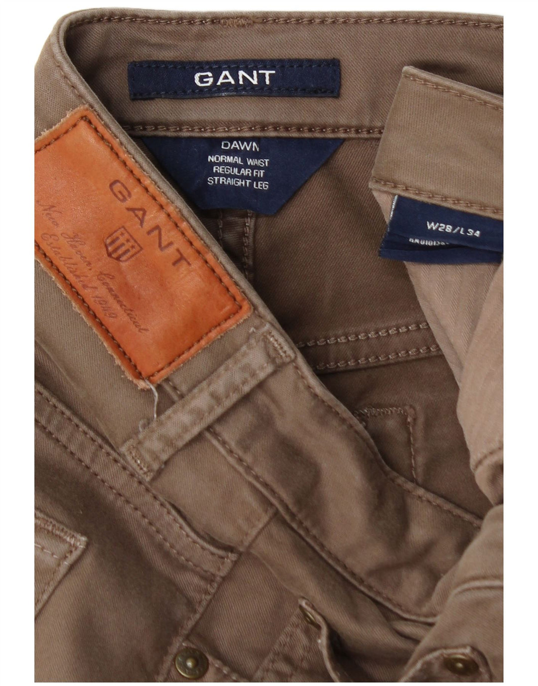 GANT Womens Dawn Straight Regular Fit Chino Trousers W28 L29 Brown Cotton