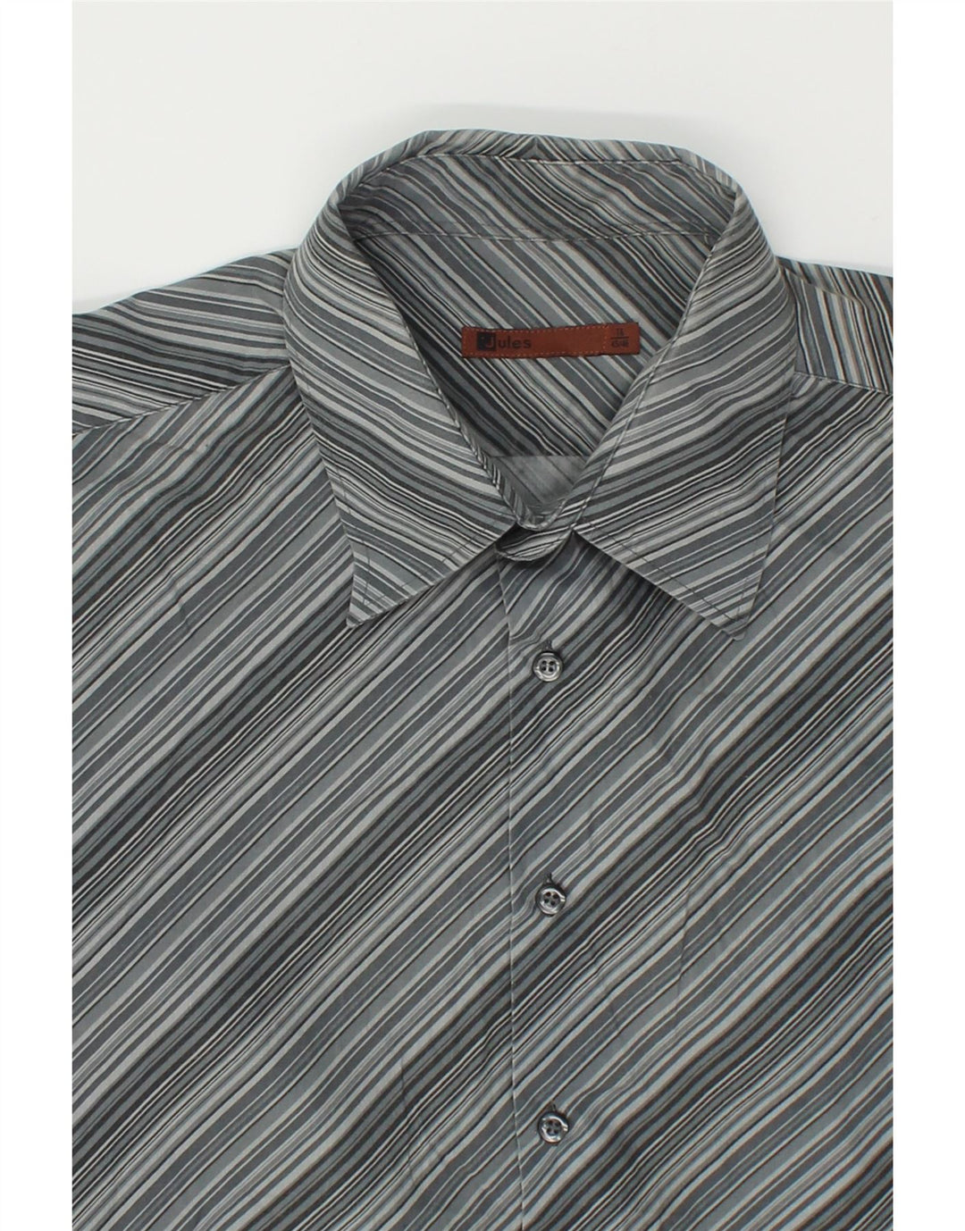 JULES Mens Shirt Size 45 46 XL Grey Striped Cotton Vintage Jules and Second-Hand Jules from Messina Hembry 