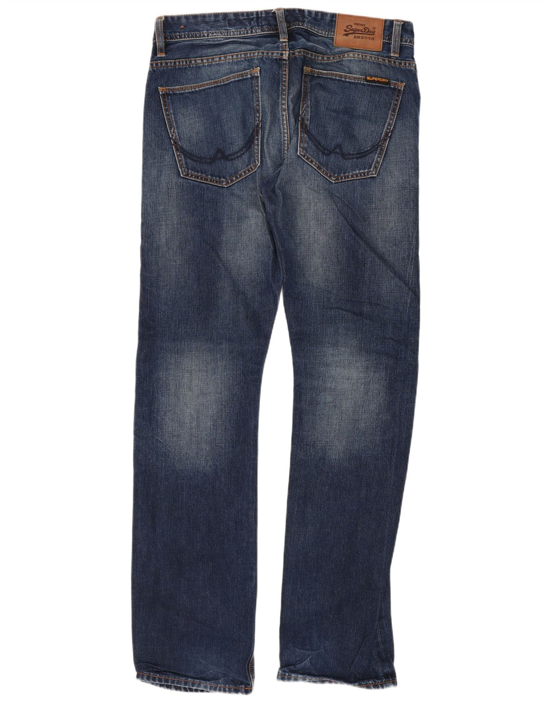 Мужские потертые прямые джинсы Superdry W32 L32, синий хлопок