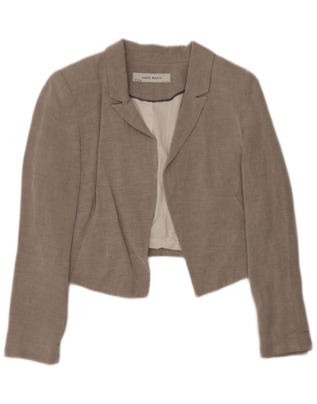 Женский открытый укороченный пиджак Zara UK 12, хлопковый средний серый цвет