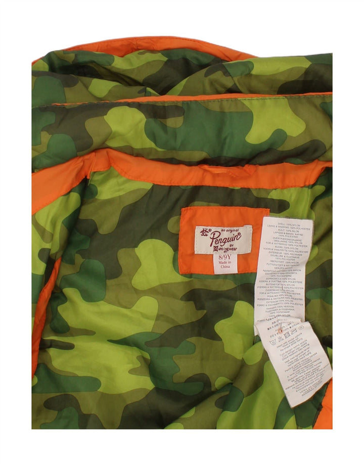 PENGUIN Boys Hooded Padded Gilet 8-9 Years Orange Polyester