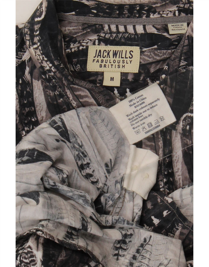 Мужская рубашка с абстрактным узором Jack Wills, хлопковая серого цвета среднего размера