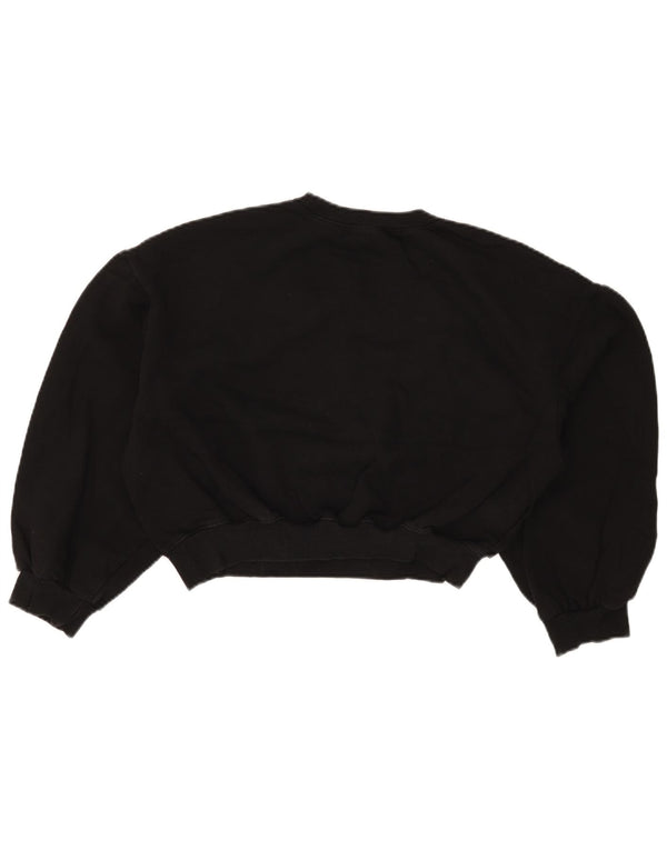 Женский укороченный свитшот оверсайз Zara UK 10, маленький черный хлопковый джемпер