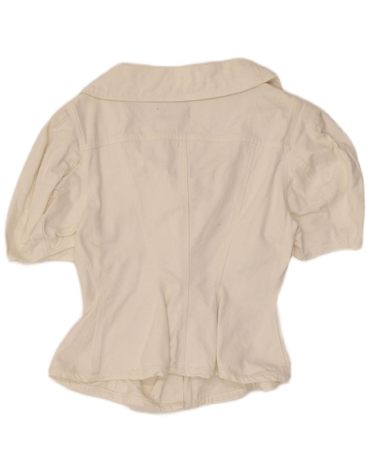 Винтажная женская блузка-рубашка с коротким рукавом UK 12, средний белый цвет