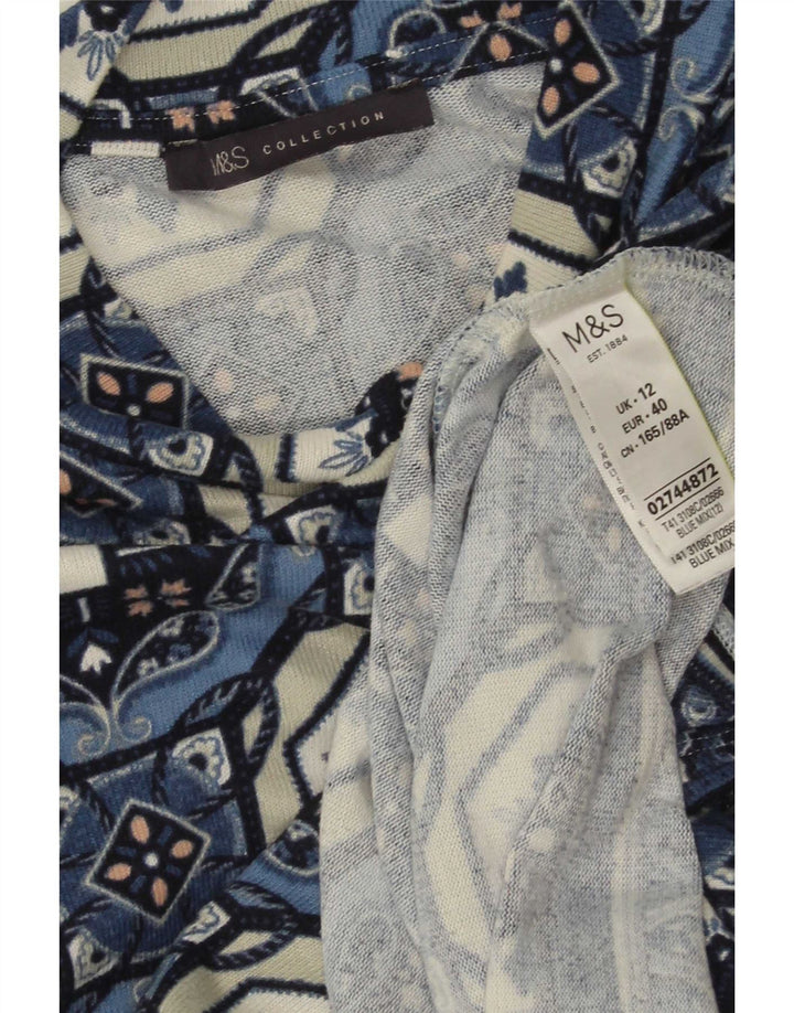 Женская туника с рукавом 3/4 Marks & Spencer UK 12, средний синий с геометрическим рисунком