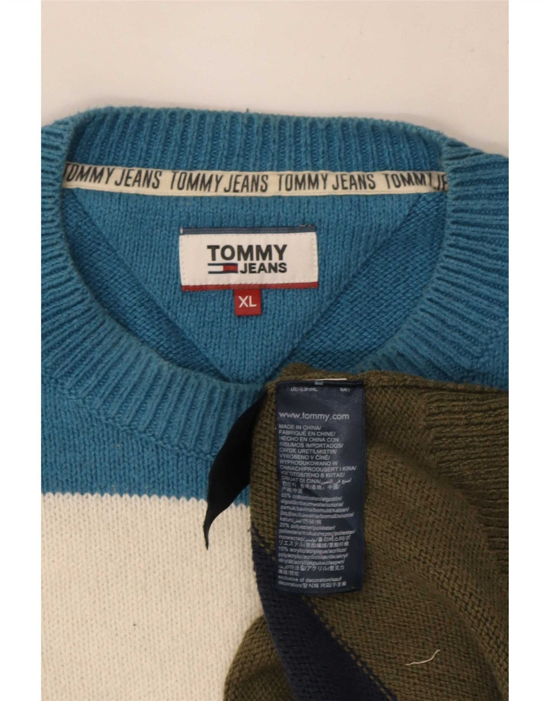 Мужской джемпер с круглым вырезом Tommy Hilfiger XL в разноцветную полоску