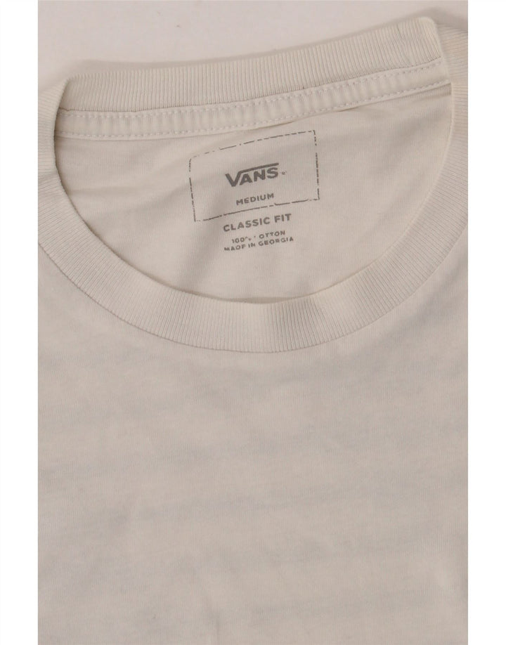 Мужская футболка классического кроя с рисунком Vans, хлопковый топ среднего размера, белый цвет