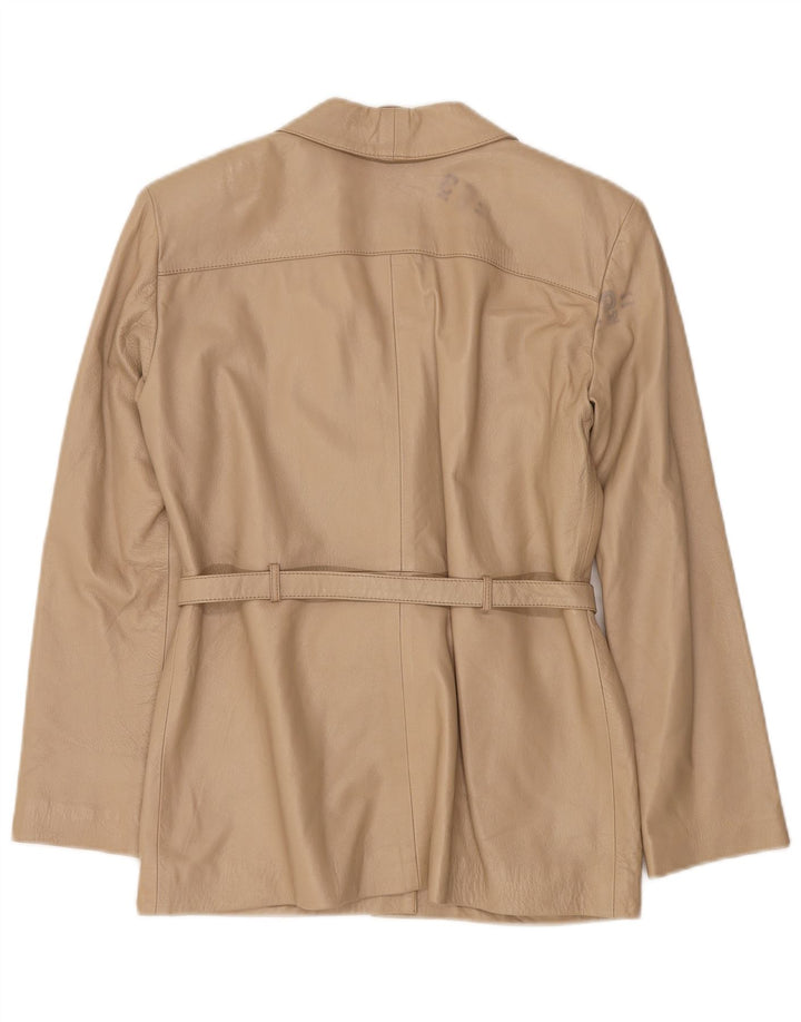 Винтажная женская кожаная куртка IT 42 Medium Beige
