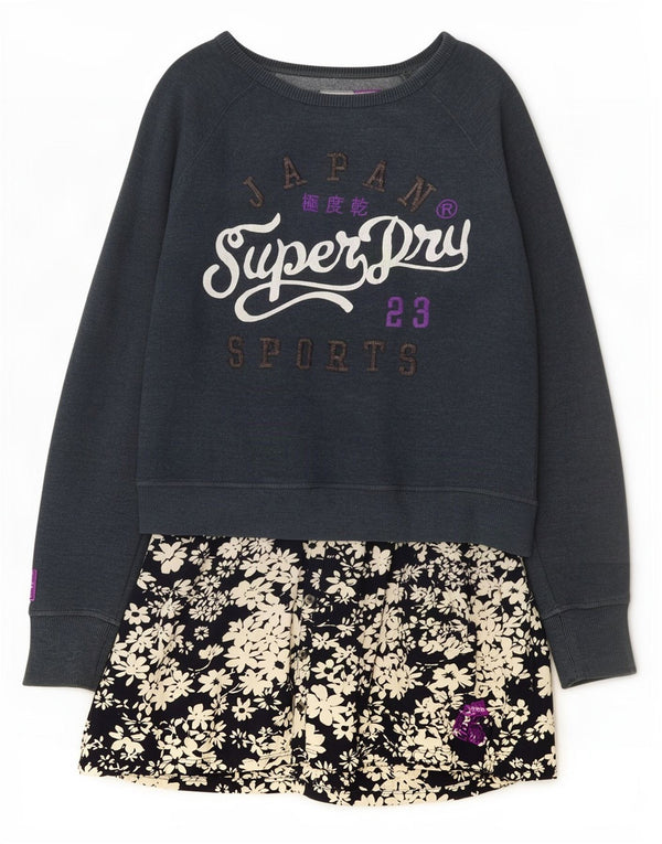 Женское платье-свитшот с рисунком Superdry UK 16, большой темно-синий