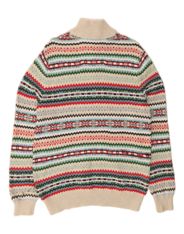 NAUTICA Mens Zip Neck Jumper Sweater Medium Multicoloured Fair Isle Cotton Vintage Nautica and Second-Hand Nautica from Messina Hembry 