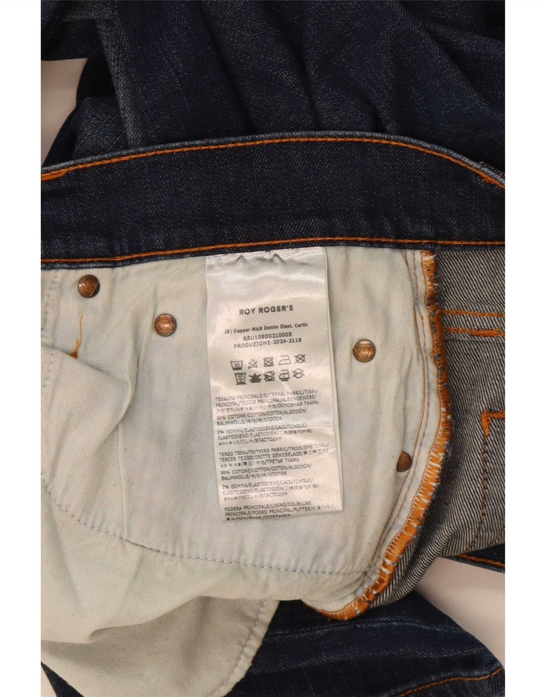 Мужские узкие джинсы Roy Rogers W35 L30 синие, хлопок