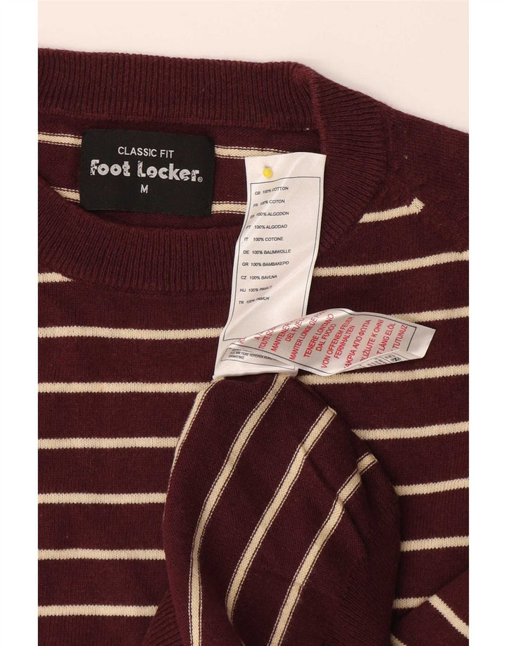 Мужской джемпер с круглым вырезом Foot Locker, свитер среднего бордового цвета в полоску