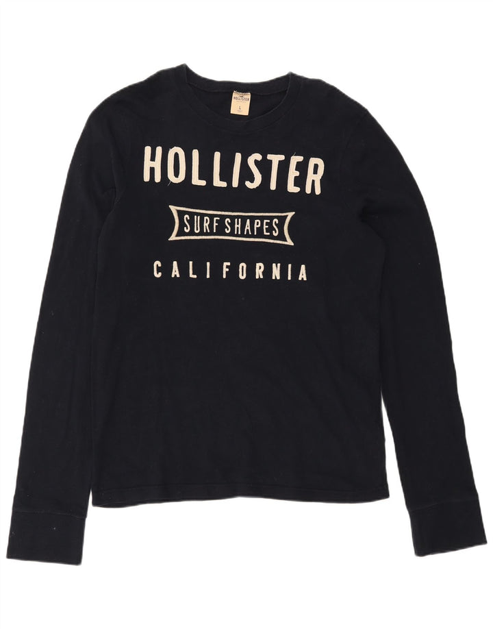 Мужской топ с рисунком Hollister, большой черный хлопок с длинным рукавом
