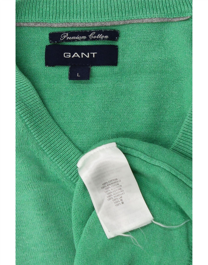 GANT Мужской джемпер с v-образным вырезом, большой зеленый хлопковый свитер