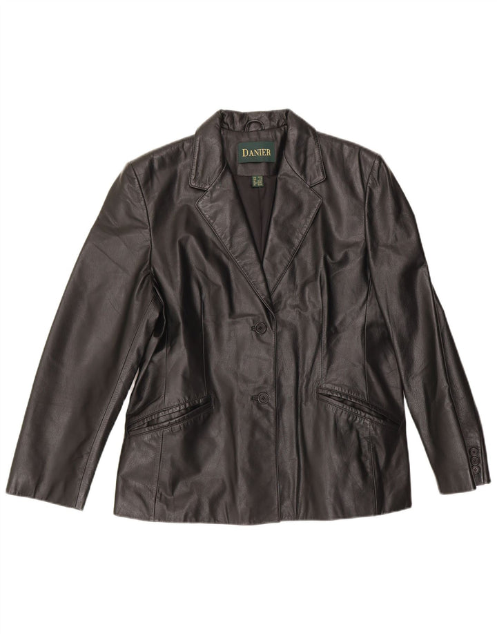 DANIER Womens Leather Jacket UK 20/22 2XL Black Leather