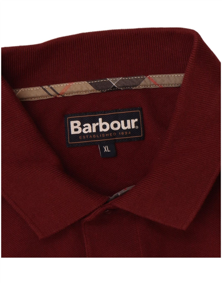 Мужская рубашка поло BARBOUR с длинным рукавом XL, бордовый хлопок