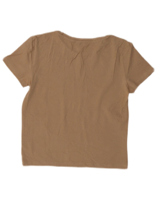 Zara Womens Crop T-Shirt Top UK 8 Small Beige Cotton