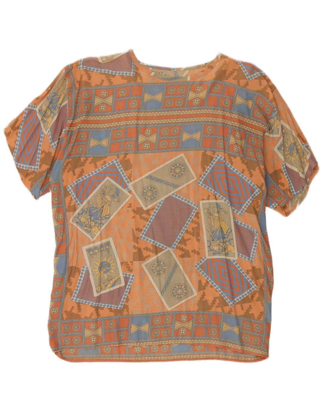 VINTAGE Womens Blouse Top UK 18 XL Orange Geometric